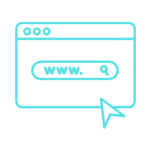 Professional Website Design Services Line drawing of a web browser window with a search bar showing www and a large arrow cursor pointing to it.