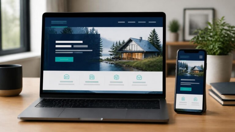 Small business website design: laptop showing a finished website beside a phone showing the mobile version