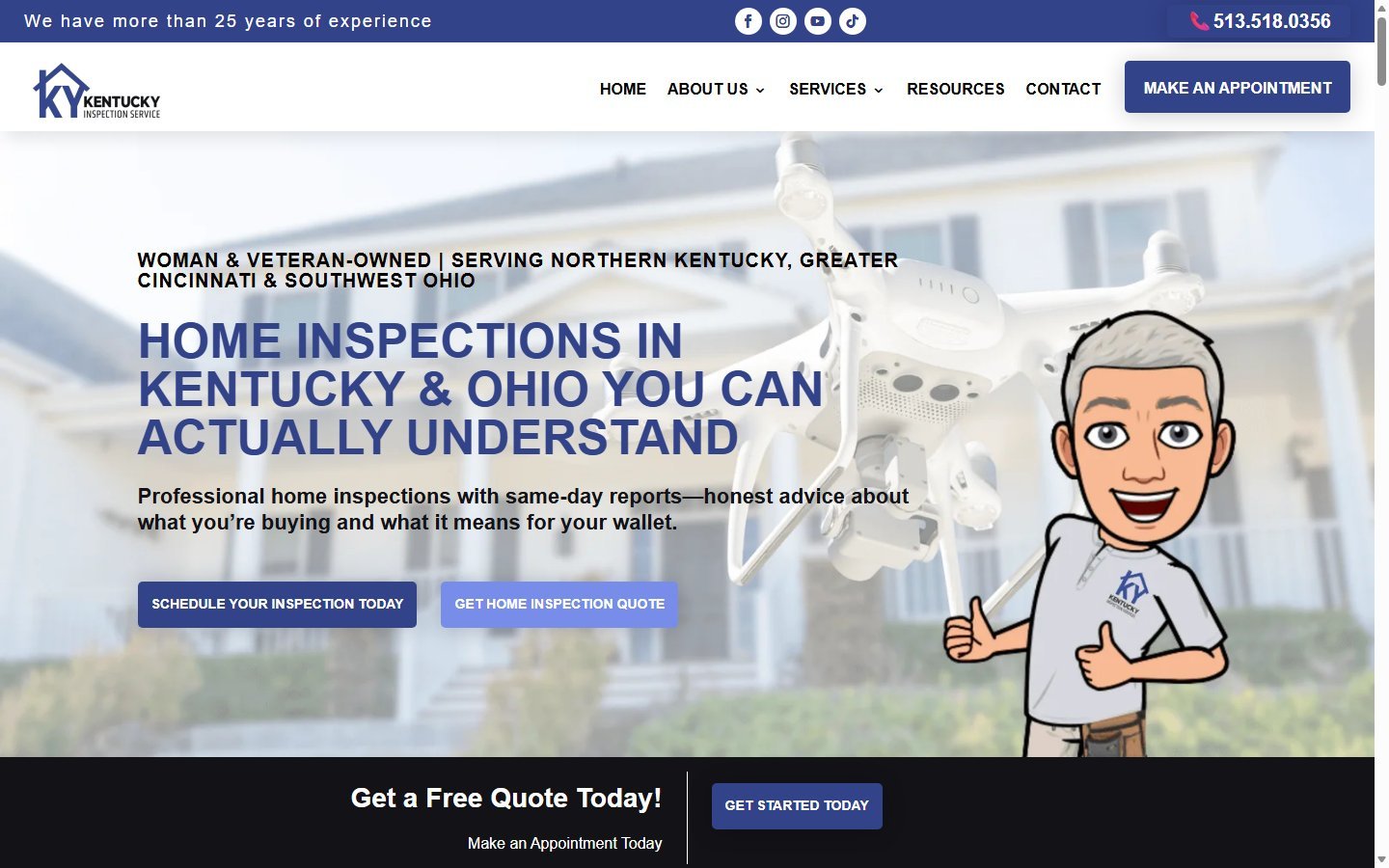 Kentucky Inspection Services home inspection website in Alexandria, KY, designed by Ambition Business Solutions