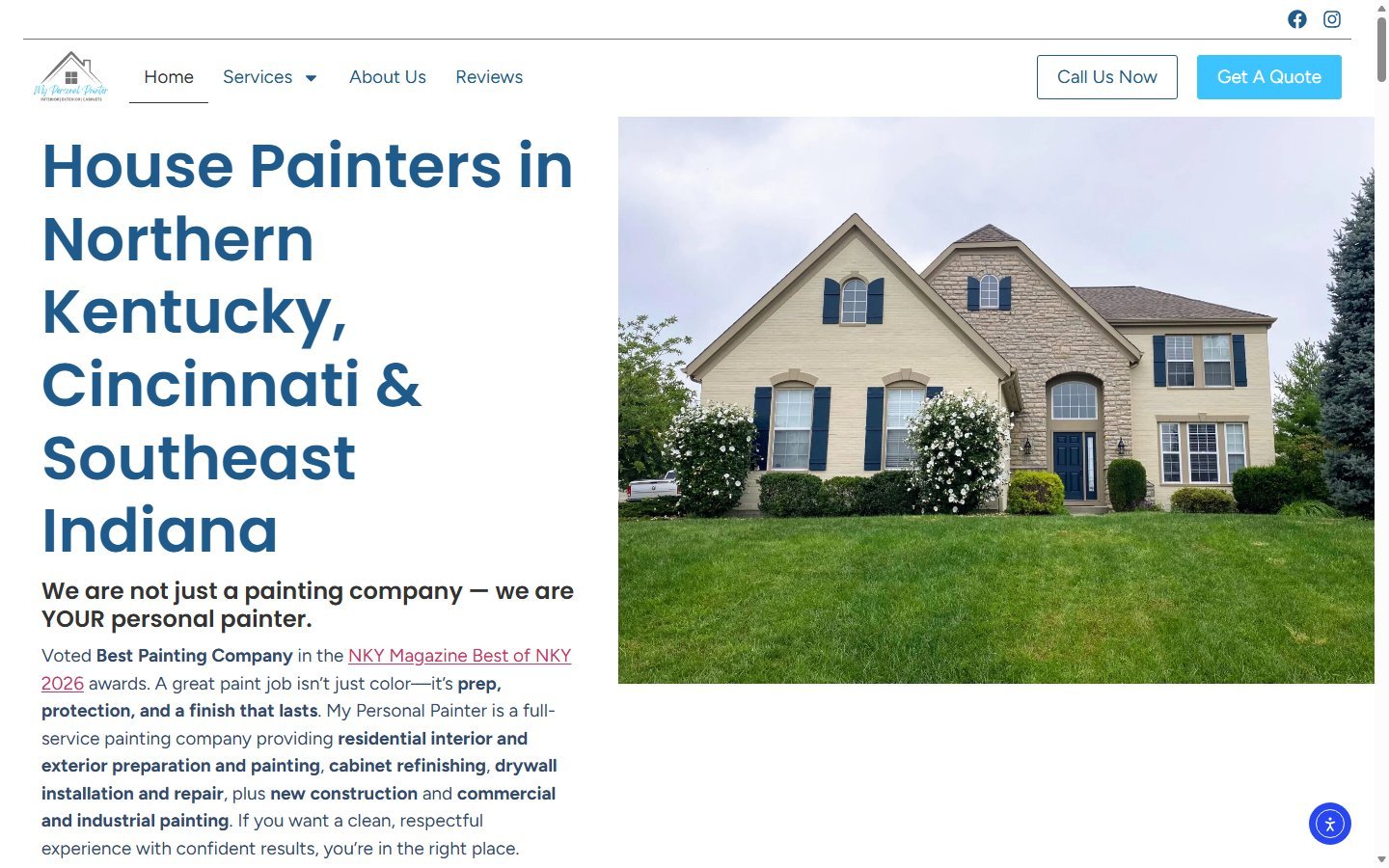 My Personal Painter house painting website in Florence, KY, designed by Ambition Business Solutions